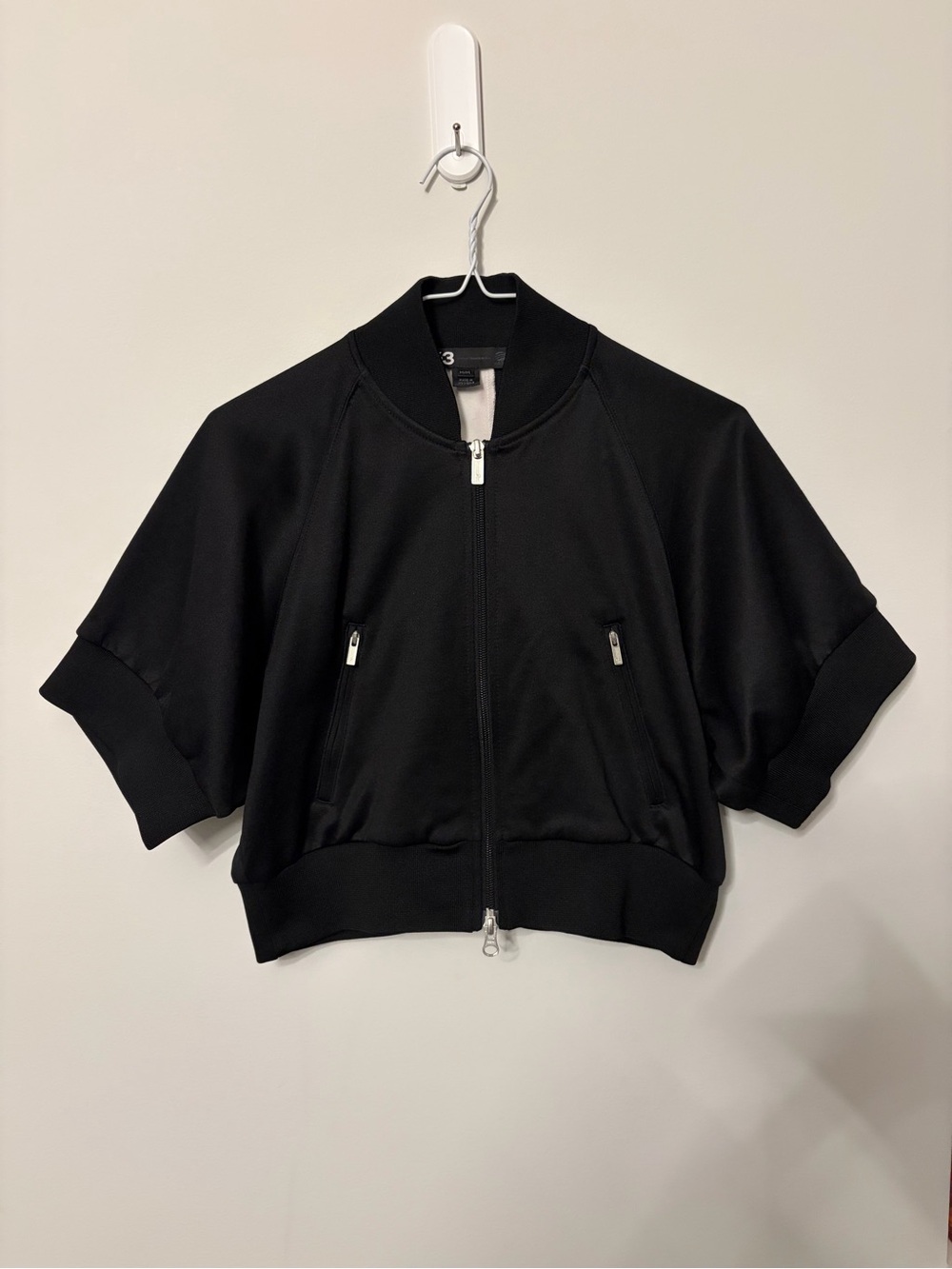 Yohji Yamamoto Y3 Women's Black Short-Sleeve Bomber tee Jacket
